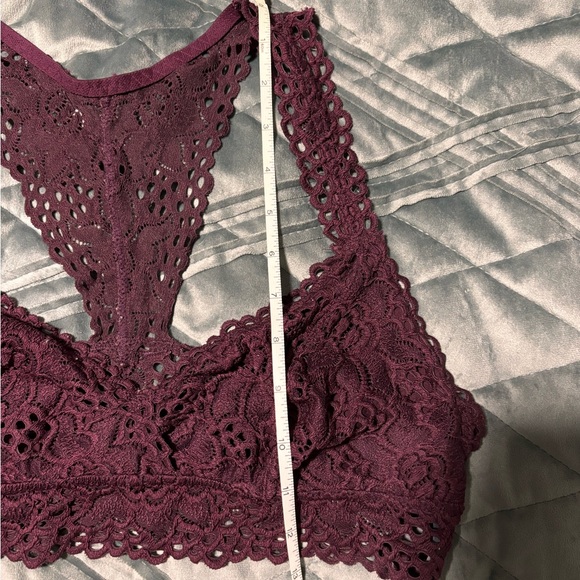 Aerie Burgundy Lace Racerback Bralette, Size Large - Picture 6 of 8